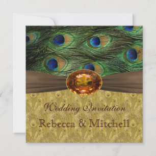 Peacock veren met faux amber Weddenschap Kaart