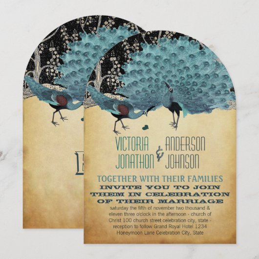 Peacock veren met pacocks kaart (Voorkant / Achterkant)