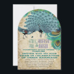 Peacock veren met pacocks kaart<br><div class="desc">zie meer producten van vredeskogels meer producten van vredeskogels Peacock Wedding Invitting Art Nouveau Peacock Bird Parade Wedding - zie meer vogelproducten</div>