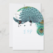  Peacock-veren met Peacock-Tortelduifjes Kaart (Achterkant)