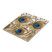 Peacock veren moderne naadloze patroon luxe tegeltje (Zijkant)