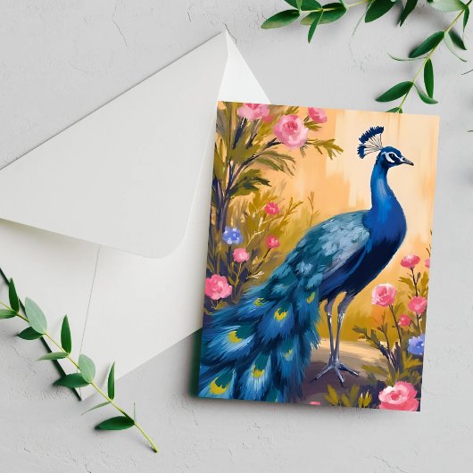 Peacock Veren Mooie Bloemen Dier Briefkaart