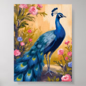 Peacock Veren Mooie Bloemen Dier Poster (Voorkant)