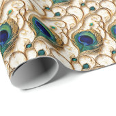 Peacock veren naadloos patroon bruiloft verjaardag cadeaupapier (Rol Hoek)