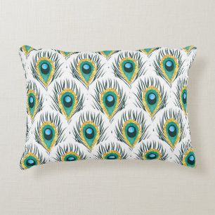 Peacock veren: naadloze achtergrond. accent kussen