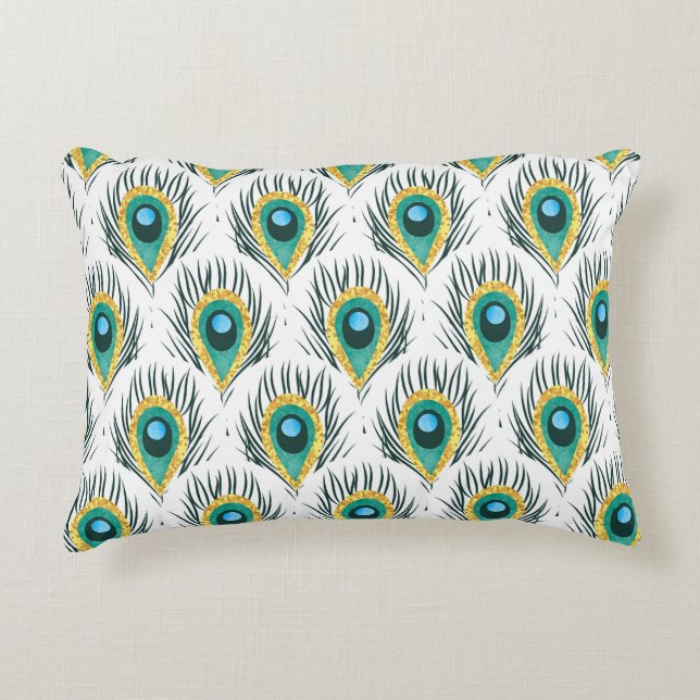 Peacock veren:  naadloze achtergrond. accent kussen (Voorkant)