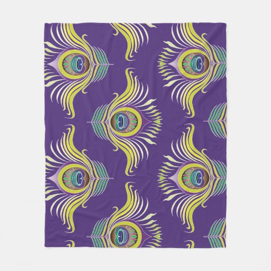 Peacock veren: naadloze achtergrond. fleece deken (Voorkant)