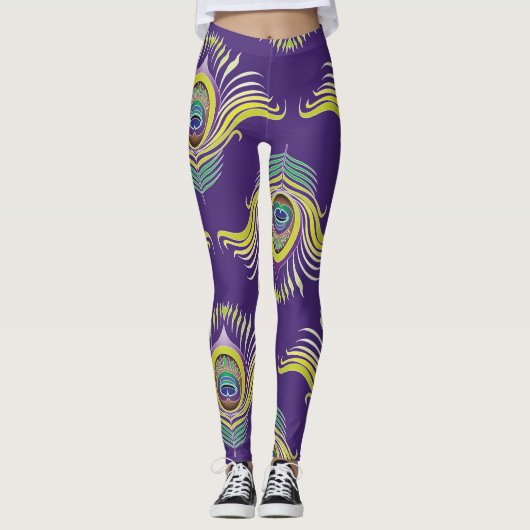 Peacock veren: naadloze achtergrond. leggings (Voorkant)