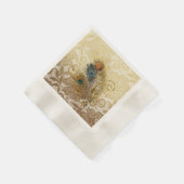 Peacock-veren op goudpapier Borden Servet (Hoek)