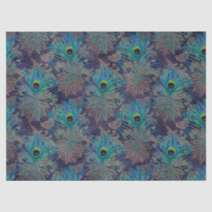 Peacock-veren op Paars deklaagpapier Tissuepapier