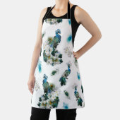 Peacock-veren op witte draaiende patroonkoppeling schort (Insitu)