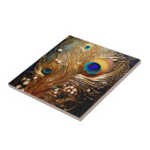 Peacock veren parel stippen gemarmerd faux folie w tegeltje (Zijkant)