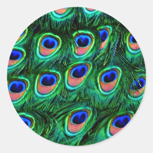 Peacock veren_ ronde sticker (Voorkant)
