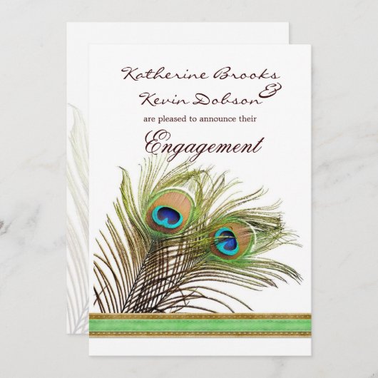 Peacock veren Verloving aankondiging (Voorkant / Achterkant)