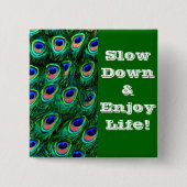 Peacock veren_ vierkante button 5,1 cm (Voorkant)