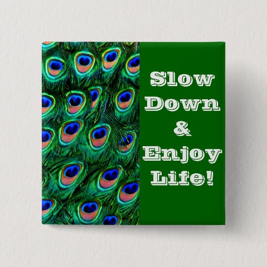 Peacock veren_ vierkante button 5,1 cm (Voorkant)