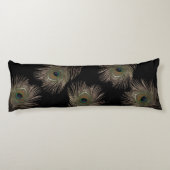 Peacock veren zwarte veren lichaamskussen (Achterkant)