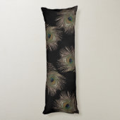 Peacock veren zwarte veren lichaamskussen (Achterkant (Verticaal))