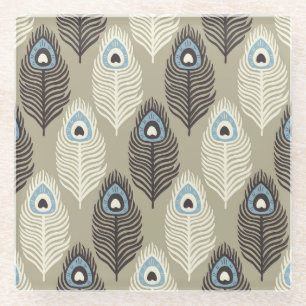 Peacock verenpatroon, stijl. glazen onderzetter