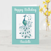 Peacock Verjaardag Kaart (Gele Bloem)