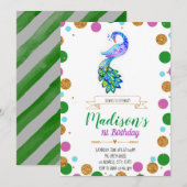 Peacock verjaardagsfeest kaart (Voorkant / Achterkant)