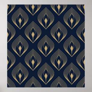 Peacock vether ombre patroon ditzy floral motif. poster
