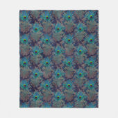 Peacock vether paisley paars blauwgroen goudboho fleece deken (Voorkant)