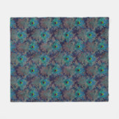 Peacock vether paisley paars blauwgroen goudboho fleece deken (Voorkant (Horizontaal))