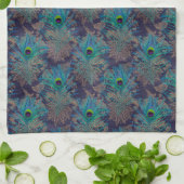 Peacock vether paisley paars blauwgroen goudboho theedoek (Gevouwen)