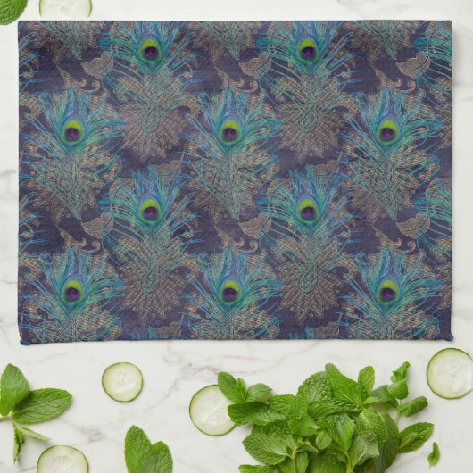 Peacock vether paisley paars blauwgroen goudboho theedoek (Gevouwen)