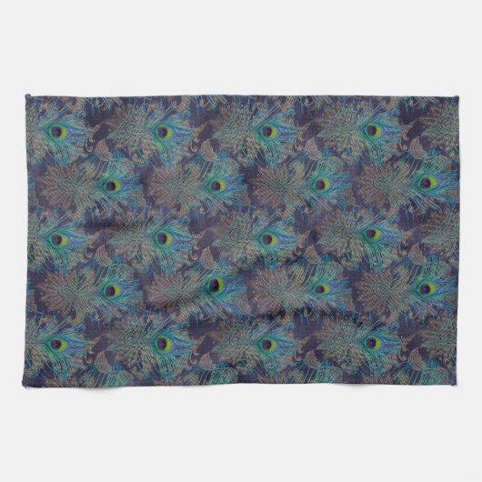 Peacock vether paisley paars blauwgroen goudboho theedoek (Horizontaal)