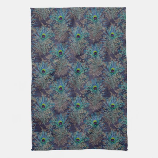 Peacock vether paisley paars blauwgroen goudboho theedoek (Verticaal)