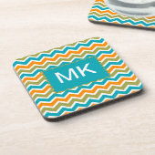 Peacock Vibrant Tribal Zigzag Drankjes Onderzetter (Linkerzijde)