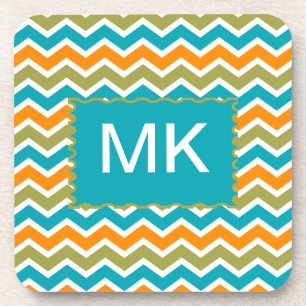 Peacock Vibrant Tribal Zigzag Drankjes Onderzetter