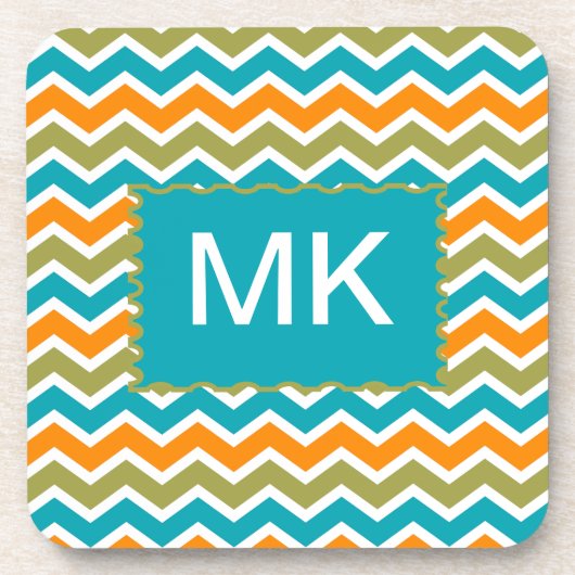 Peacock Vibrant Tribal Zigzag Drankjes Onderzetter (Voorkant)