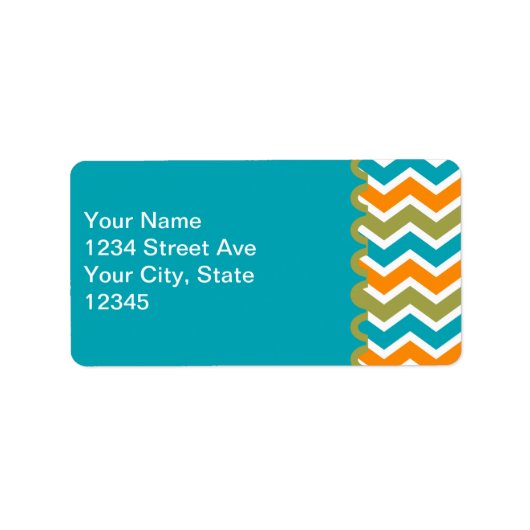 Peacock Vibrant Tribal Zigzag Etiket (Voorkant)