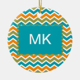Peacock Vibrant Tribal Zigzag Keramisch Ornament