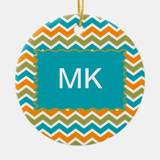 Peacock Vibrant Tribal Zigzag Keramisch Ornament (Voorkant)