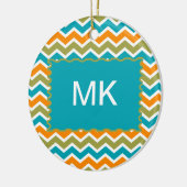 Peacock Vibrant Tribal Zigzag Keramisch Ornament (Links)