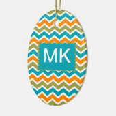 Peacock Vibrant Tribal Zigzag Keramisch Ornament (Links)