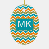 Peacock Vibrant Tribal Zigzag Keramisch Ornament (Voorkant)