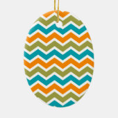 Peacock Vibrant Tribal Zigzag Keramisch Ornament (Achterkant)