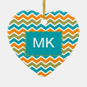 Peacock Vibrant Tribal Zigzag Keramisch Ornament