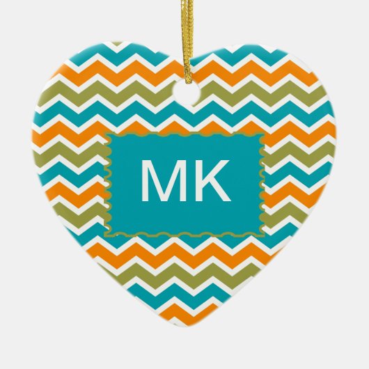 Peacock Vibrant Tribal Zigzag Keramisch Ornament (Voorkant)