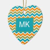 Peacock Vibrant Tribal Zigzag Keramisch Ornament (Links)