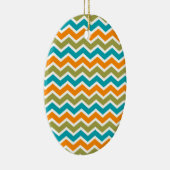Peacock Vibrant Tribal Zigzag Keramisch Ornament (Rechts)