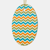Peacock Vibrant Tribal Zigzag Keramisch Ornament (Links)