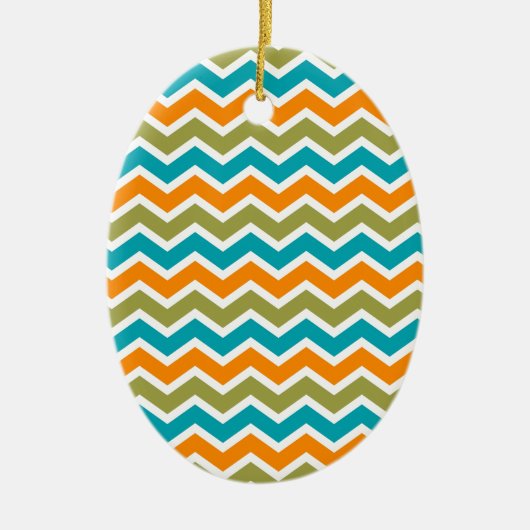 Peacock Vibrant Tribal Zigzag Keramisch Ornament (Voorkant)
