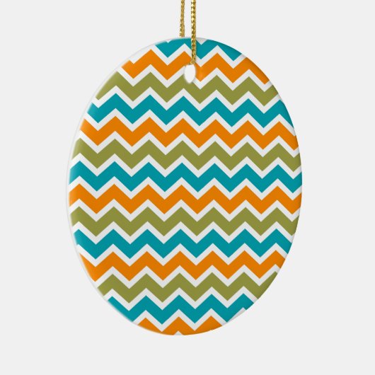 Peacock Vibrant Tribal Zigzag Keramisch Ornament (Rechts)