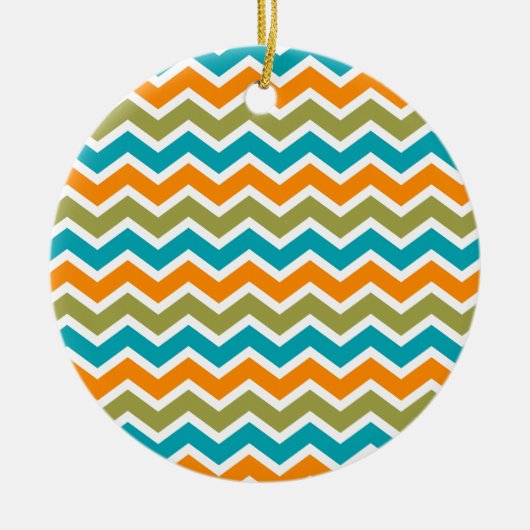 Peacock Vibrant Tribal Zigzag Keramisch Ornament (Voorkant)